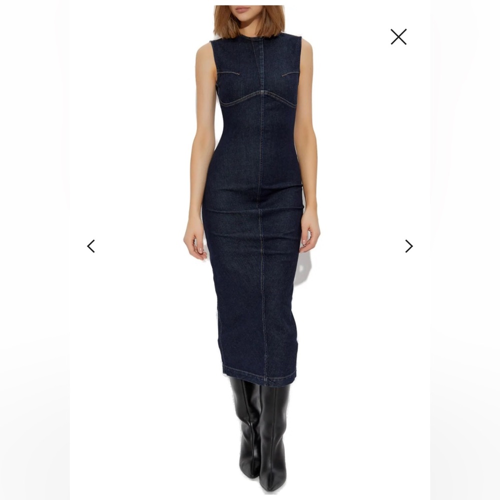 Sportmax Geranio Sleeveless Dark Indigo Denim Midi Dress